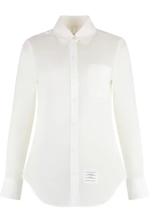 Thom Browne Blouses & Shirts, Dames, Wit, M, Katoen, Katoenen overhemd met borstzak