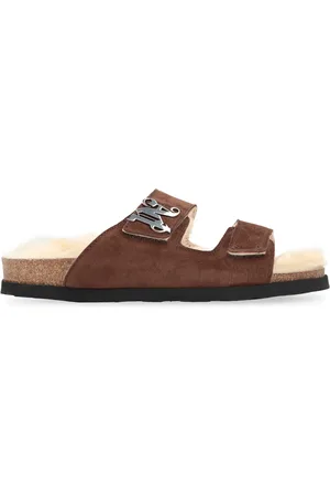 Palm Angels Schoenen, Heren, Bruin, 41 EU, Suède, Suède sandalen met klittenbandsluiting