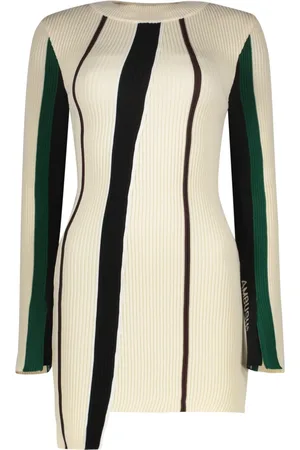 AMBUSH Truien, Dames, Veelkleurig, M, Katoen, Geribbelde Crew-neck Sweater met Asymmetrische Zoom