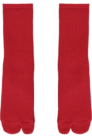 AMBUSH Ondergoed, Heren, Rood, ONE Size, Katoen, Logo Katoenen Sokken Geribbeld Stijl