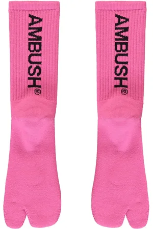AMBUSH Ondergoed, Heren, Roze, ONE Size, Katoen, Logo Katoenen Sokken Geribbeld Stijl