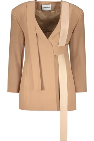 AMBUSH Jassen, Dames, Bruin, M, Katoen, V-hals blazer met bijpassende riem