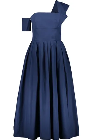 Alexander McQueen Kleedjes, Dames, Blauw, S, Katoen, Katoenen Flared Rok Midi Jurk