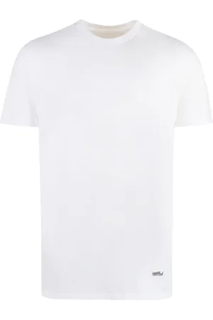 Jil Sander Tops, Heren, Wit, M, Katoen, Geribbelde katoenen T-shirt