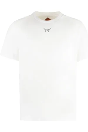 MCM Tops, Heren, Wit, M, Katoen, Biologisch Katoenen Crew-Neck T-Shirt