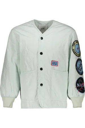 OAMC Jassen, Heren, Groen, S, Katoen, Gewatteerd Katoenen Jack met Geborduurde Patches