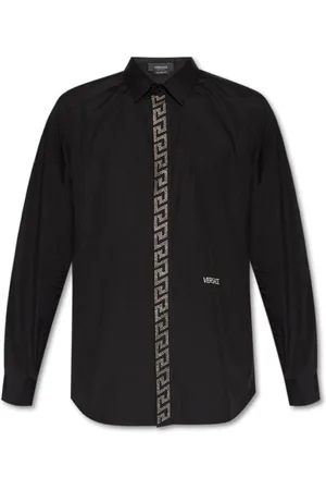 VERSACE Overhemden, Heren, Zwart, 2Xl, Katoen, Casual Katoenen Overhemd voor Mannen