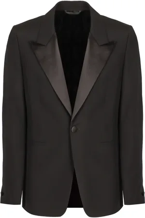 Givenchy Jassen, Heren, Zwart, L, Wol, Slim Fit Wollen Jas met Satijnen Kraag