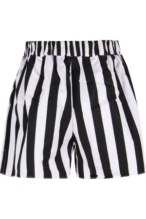 Patou Korte broeken, Dames, Zwart, S, Katoen, Gestreepte Katoenen Shorts