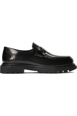 Kazar Schoenen, Heren, Zwart, 41 EU, Leer, Zwarte Loafers met Dikke Zool