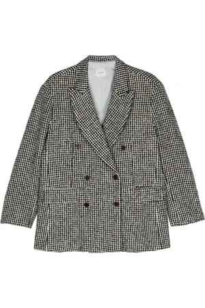 ALYSI Jassen, Dames, Zwart, S, Houndstooth Double-Breasted Jas