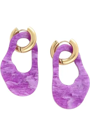 NOTRE-V Accessoires, Dames, Paars, ONE Size, Gouden Hoop Oorbellen met Paars Detail