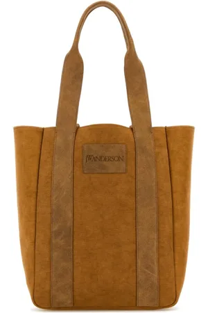 J.W.Anderson Tassen, Dames, Bruin, ONE Size, Leer, Canvas Workwear Shopping Bag