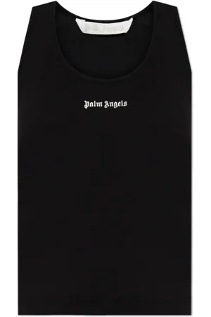 Palm Angels Tops, Dames, Zwart, XS, Katoen, Top met geborduurd logo