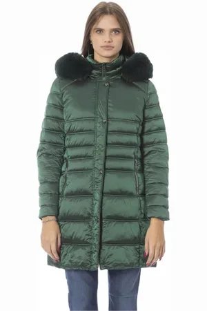 BALDININI Jassen, Dames, Groen, M, Polyester, Elegante Lange Groene Donsjas