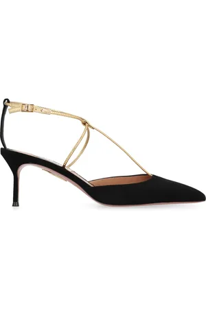 Aquazzura Schoenen, Dames, Zwart, 36 EU, Leer, Puntige Neus Slingback Pumps