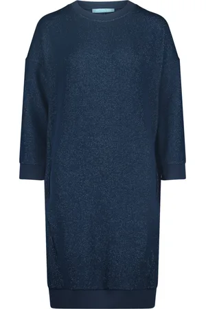 Betty & Co Kleedjes, Dames, Blauw, XL, Casual Jurk met Lurexdraad