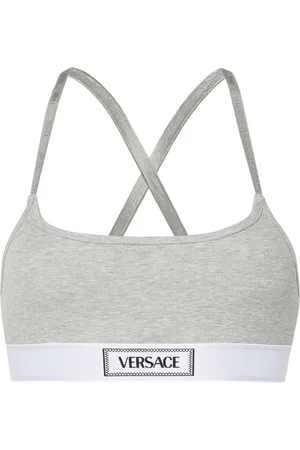 VERSACE Ondergoed, Dames, Grijs, M, Katoen, Vintage Logo Geborduurd Grijs Ondergoed
