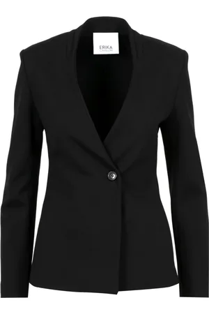 ERIKA CAVALLINI Jassen, Dames, Zwart, M, Zwarte Milano Stitch Jas Diepe V