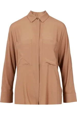 SEMICOUTURE Blouses & Shirts, Dames, Bruin, XS, Oriana Crepe de Chine Shirt