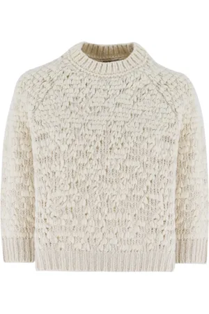 PESERICO SIGN Truien, Dames, Wit, M, Wol, Zachte Crew Neck Gebreide Trui