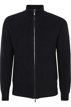 DRUMOHR Sweatshirts & Hoodies, Heren, Blauw, L, Wol, Blauw Navy Half Zip Pullover