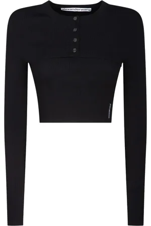Alexander Wang Truien, Dames, Zwart, S, Tweed, Zwart Geribbeld Gebreid Tweedelig Set