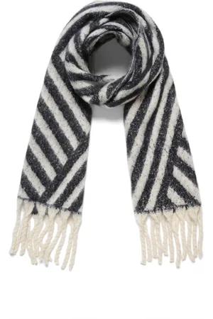 Kaffe Accessoires, Dames, Grijs, ONE Size, Polyester, Sjaal met Franjes Donkergrijs/Lichtgrijs