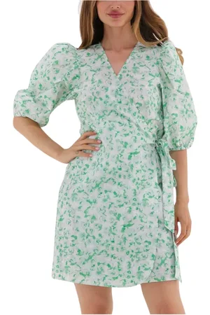 Just Female Kleedjes, Dames, Veelkleurig, S, Groene Garden Wrap Jurk Vrouwen