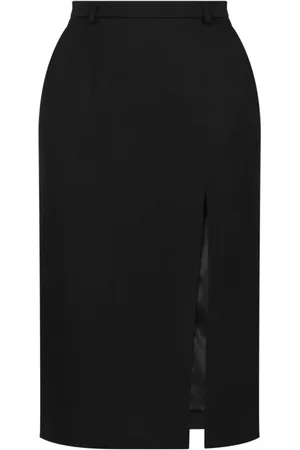 Dolce & Gabbana Rokken, Dames, Zwart, XS, Wol, Zwarte Wol Zijden Rok Zijdelingse Split