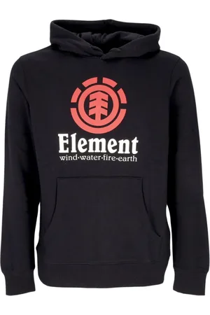Element Sweatshirts & Hoodies, Heren, Zwart, XS, Katoen, Zwarte Verticale Hoodie met Kangoeroezak