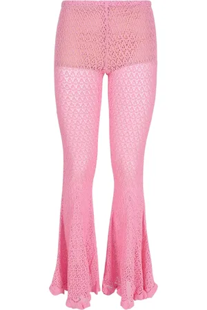 BLUMARINE Broeken, Dames, Roze, S, Katoen, Wide Broeken