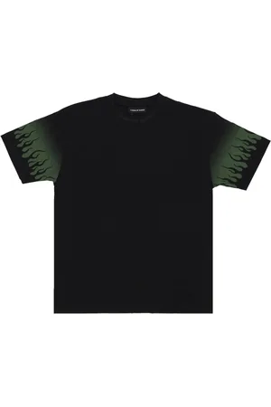 Vision Of Super Tops, Heren, Zwart, L, Flames Tee Heren T-shirt Zwart/groen