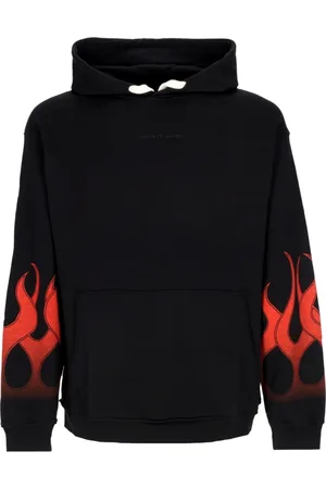 Vision Of Super Sweatshirts & Hoodies, Heren, Zwart, L, Katoen, Flames Hoodie Zwart/Rood