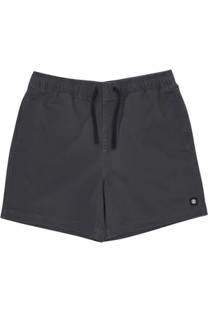 Element Korte broeken, Heren, Zwart, XL, Katoen, Zwarte Twill Korte Broek met Elastische Taille