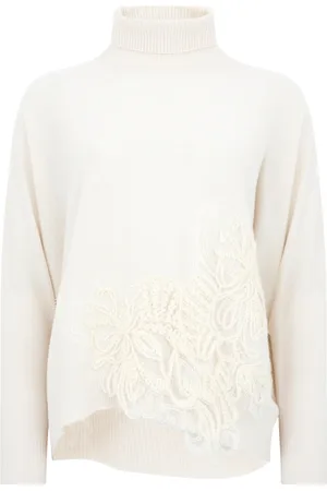 D.EXTERIOR Truien, Dames, Wit, L, Wol, Witte Trui voor Vrouwen