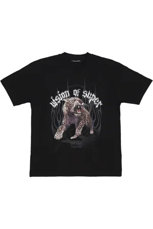 Vision Of Super Tops, Heren, Zwart, M, Katoen, Rock Tiger Print Tee Zwart T-Shirt