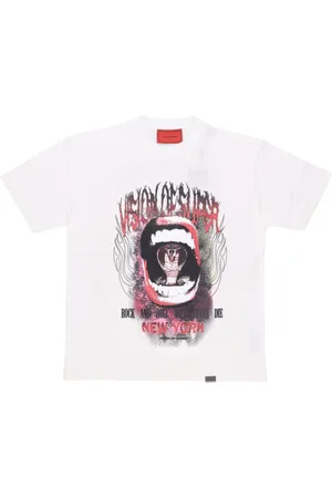 Vision Of Super Tops, Heren, Wit, XL, Katoen, Cobra Mouth Print Tee Men