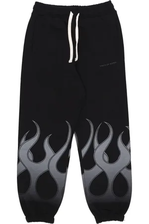 Vision Of Super Broeken, Heren, Zwart, L, Katoen, Flames Zwart/Grijs Trainingsbroek