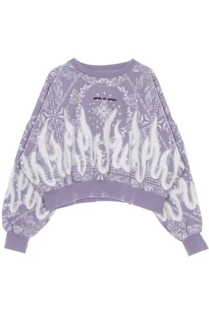 Vision Of Super Sweatshirts & Hoodies, Dames, Paars, S, Katoen, Flames Print Crop Hoodie