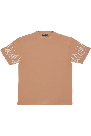 Vision Of Super Tops, Heren, Oranje, XS, Katoen, Vlam Borduurwerk Tee Terracotta T-Shirt