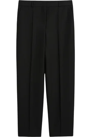 Totême Broeken, Dames, Zwart, L, Wol, Op maat gemaakte lage taille broek