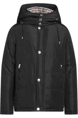 Aquascutum Jassen, Heren, Zwart, S, Zwarte Polyamide Jas met Afneembare Capuchon