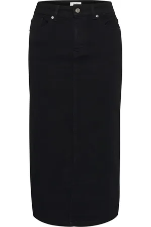 Part Two Rokken, Dames, Zwart, XL, Denim, Zwarte Denim Rok Klassieke Stijl