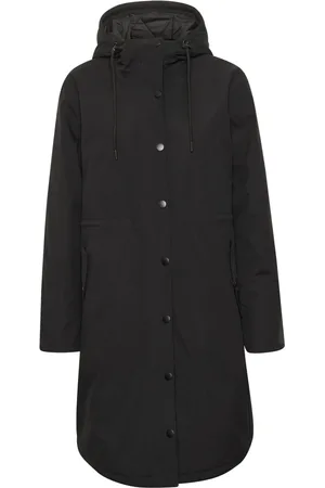 Kaffe Mantels, Dames, Zwart, 3Xl, Lange Jas Zwart Diep