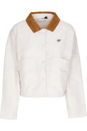 PUMA Jassen, Heren, Wit, S, Polyester, Fluweel Kraag Coach Jas Pristine