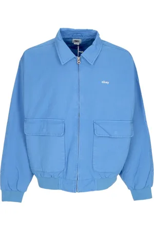 Obey Jassen, Heren, Blauw, L, Katoen, Blauwe Bomberjack met Ritssluiting