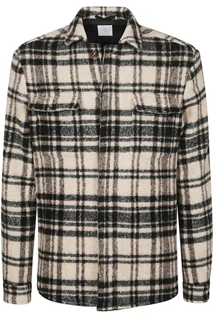 ELEVENTY Jassen, Heren, Veelkleurig, 2Xl, Wol, Alpaca Wool Over Shirt Prince of Wales