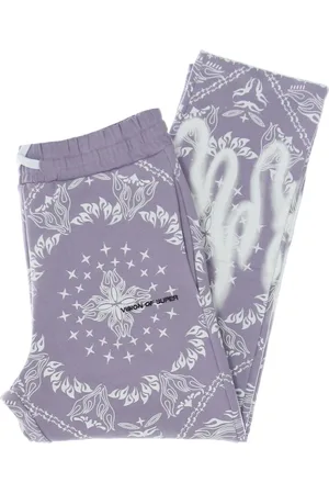 Vision Of Super Broeken, Heren, Paars, L, Katoen, Bandana Print Lichtgewicht Trainingsbroek