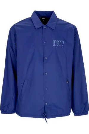 Huf Jassen, Heren, Blauw, L, Nylon, Coach Jacket Twilight Knoopsluiting Zakken